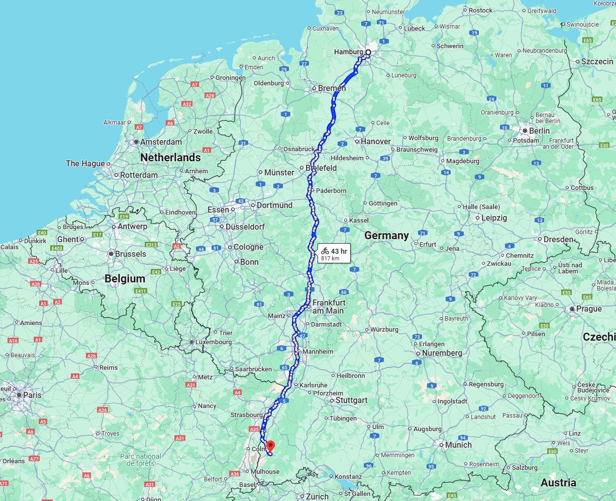 Anreise von Hamburg Zu Freiburg im Breisgau Über 