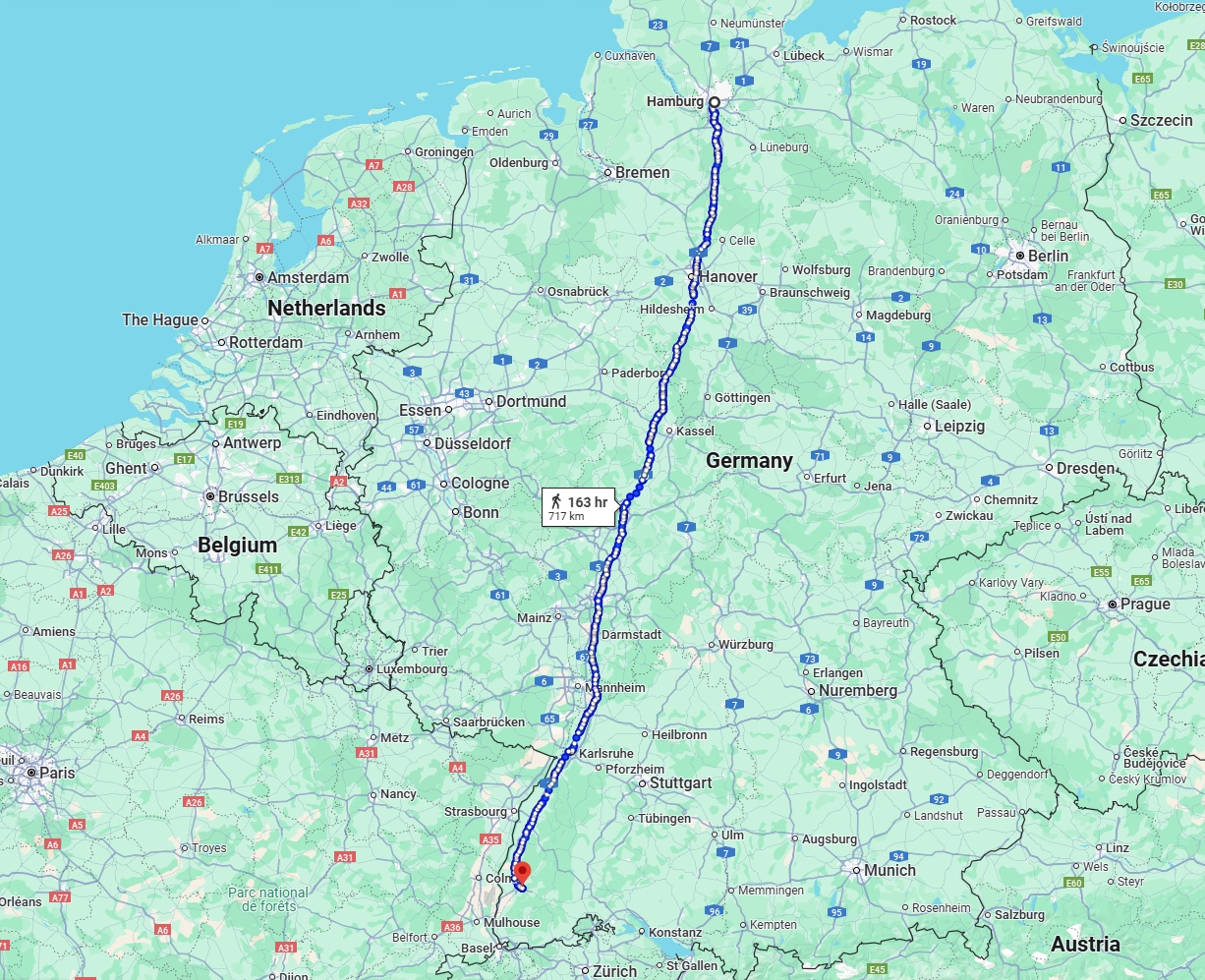Anreise von Hamburg Zu Freiburg im Breisgau Über 