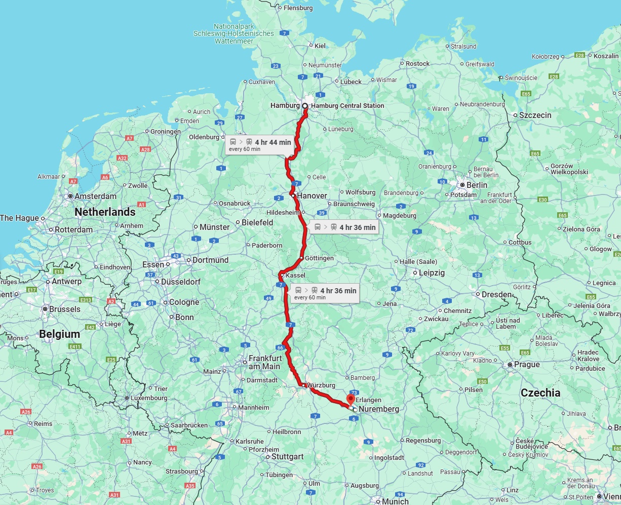 Anreise von Hamburg Zu Fürth Über 