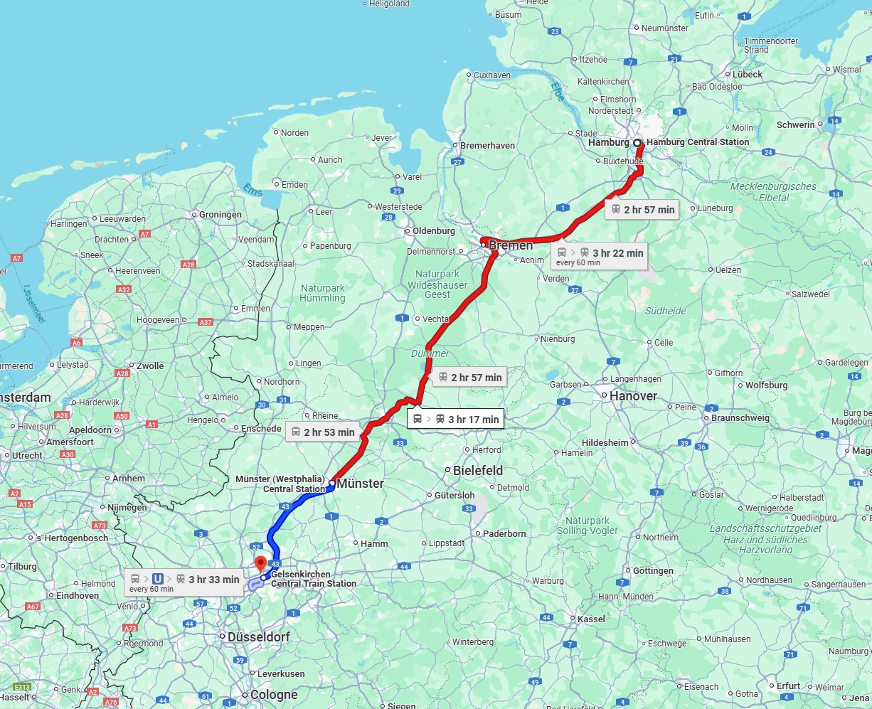 Anreise von Hamburg Zu Gelsenkirchen Über 