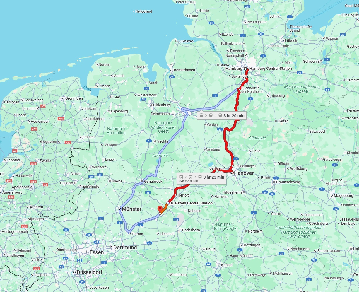 Anreise von Hamburg Zu Gütersloh Über 