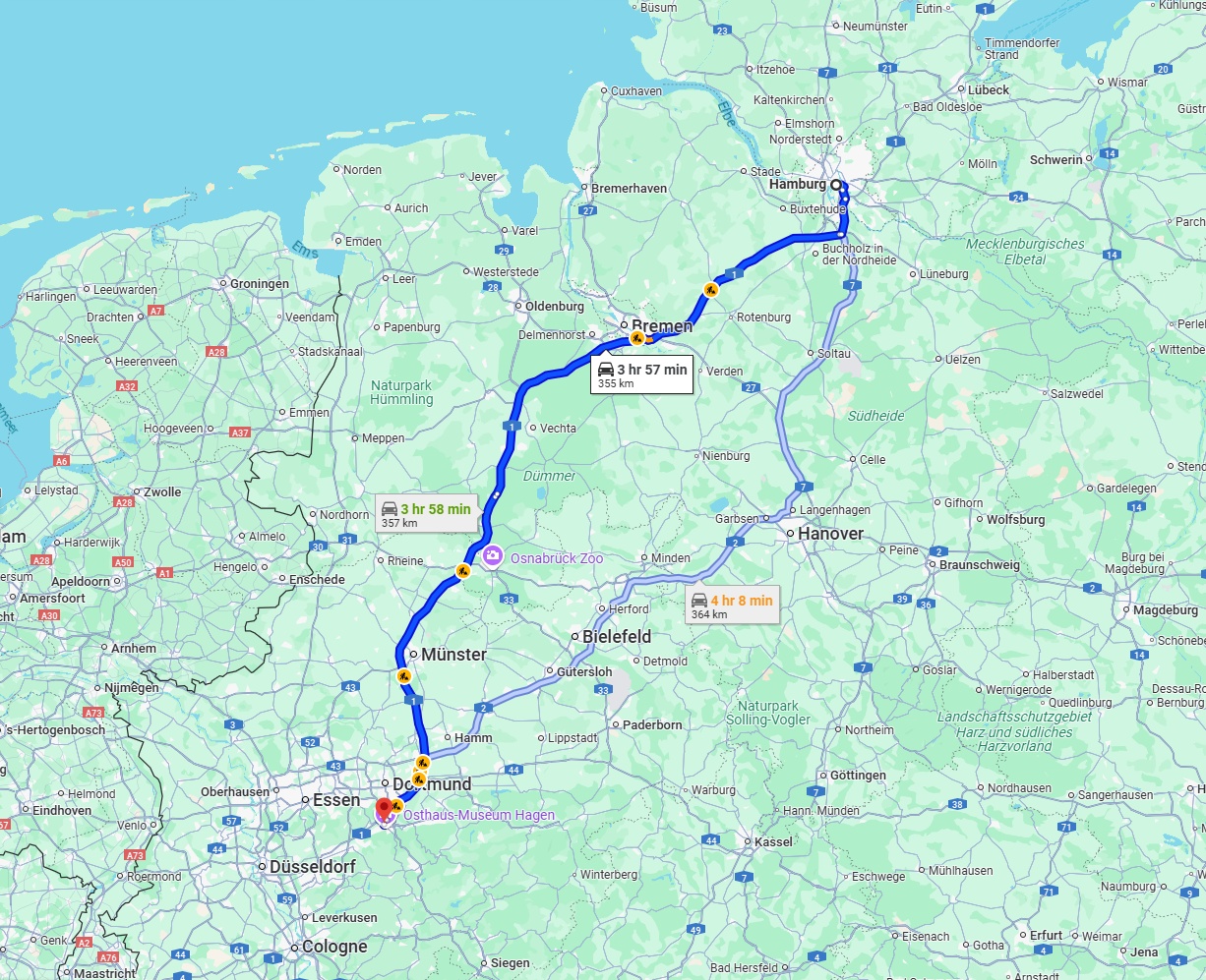 Anreise von Hamburg Zu Hagen Über via A1