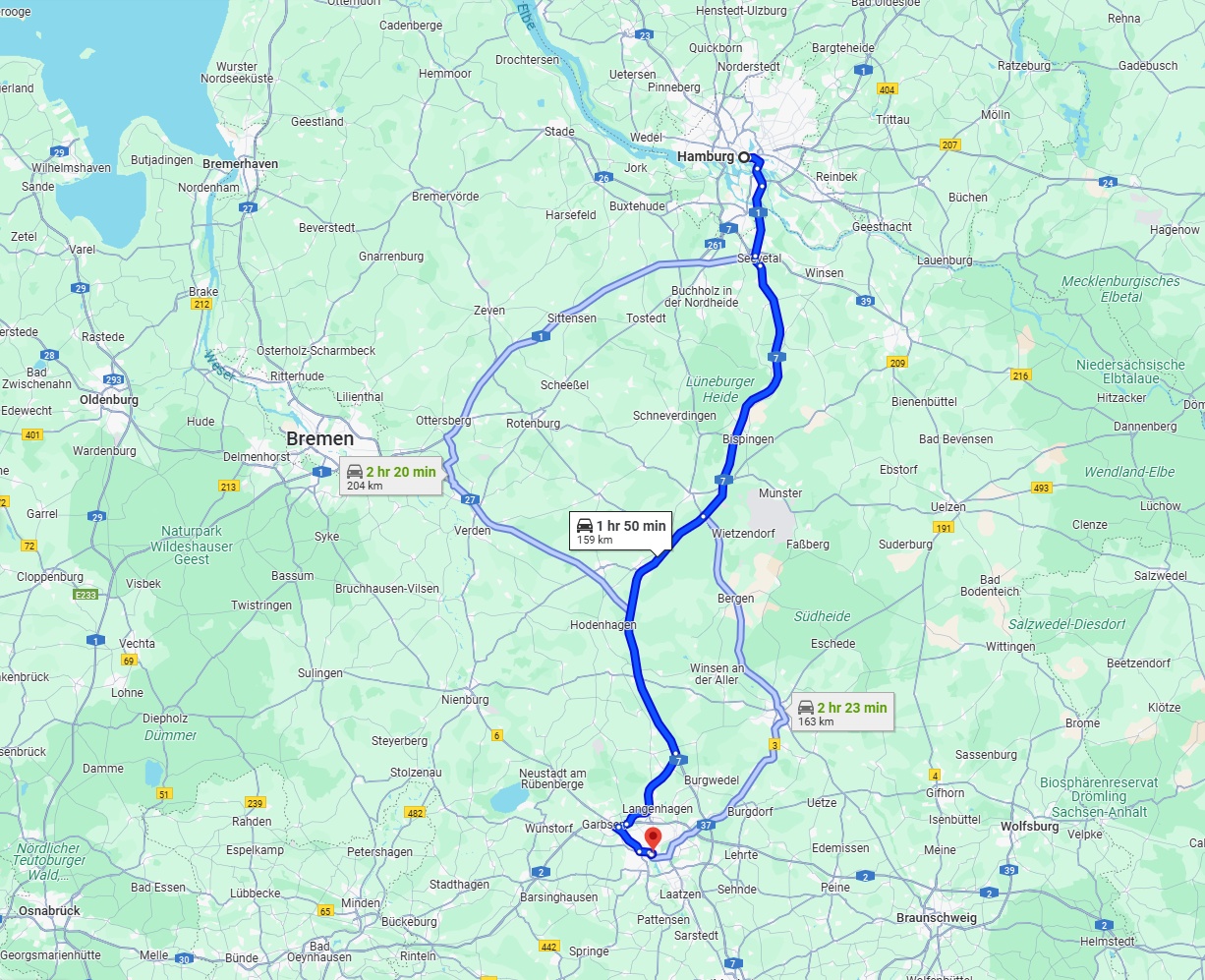 Anreise von Hamburg Zu Hannover Über via A7