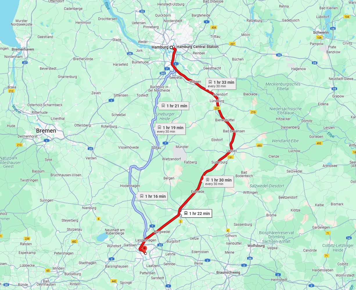 Anreise von Hamburg Zu Hannover Über 