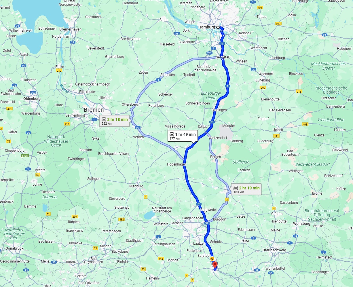 Anreise von Hamburg Zu Hildesheim Über via A7