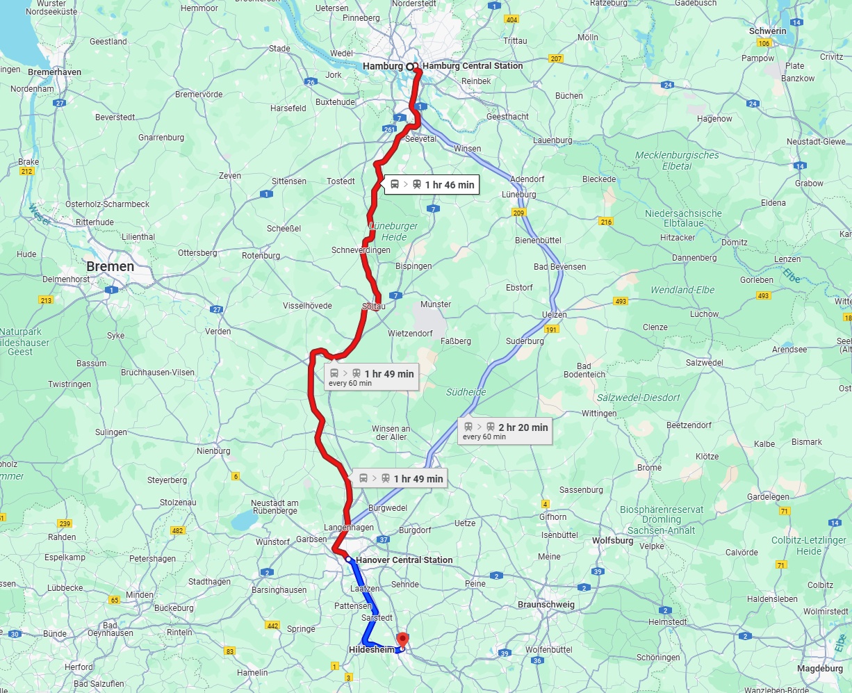 Anreise von Hamburg Zu Hildesheim Über 