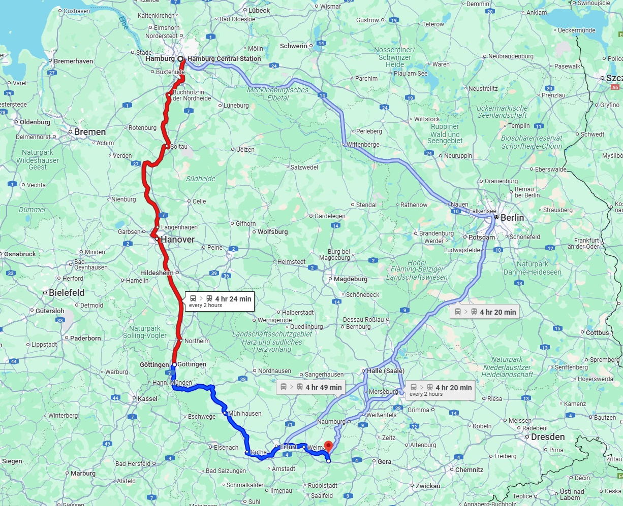 Anreise von Hamburg Zu Jena Über 