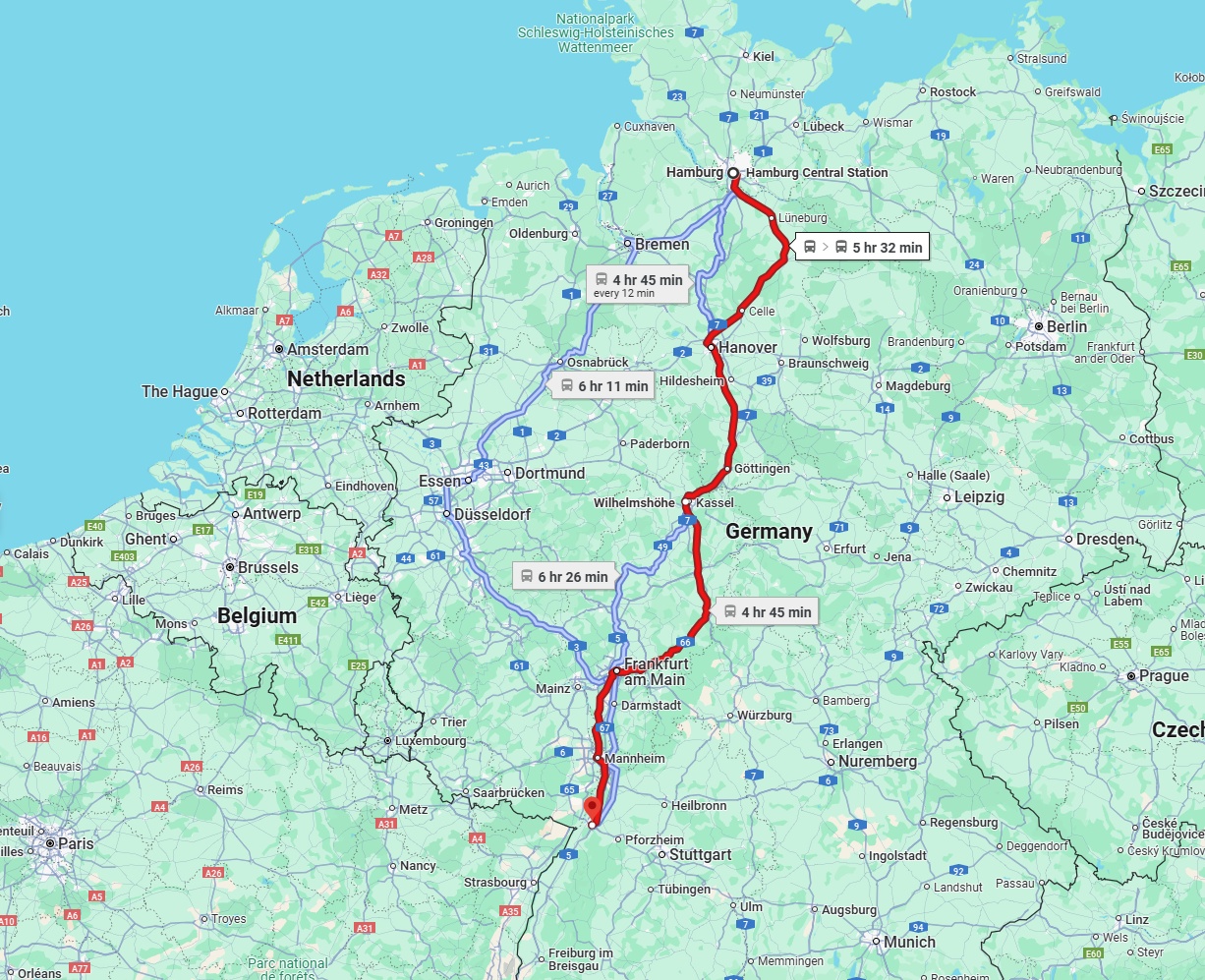 Anreise von Hamburg Zu Karlsruhe Über 