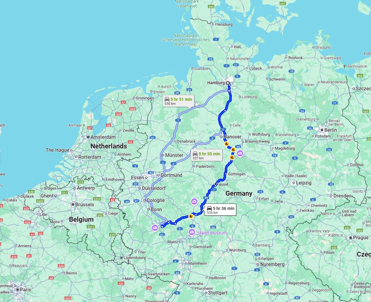 Anreise von Hamburg Zu Koblenz Über via A7