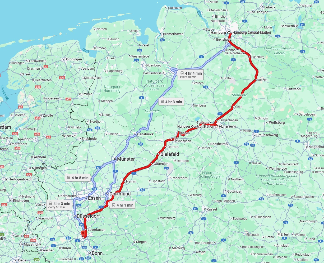 Anreise von Hamburg Zu Köln Über 