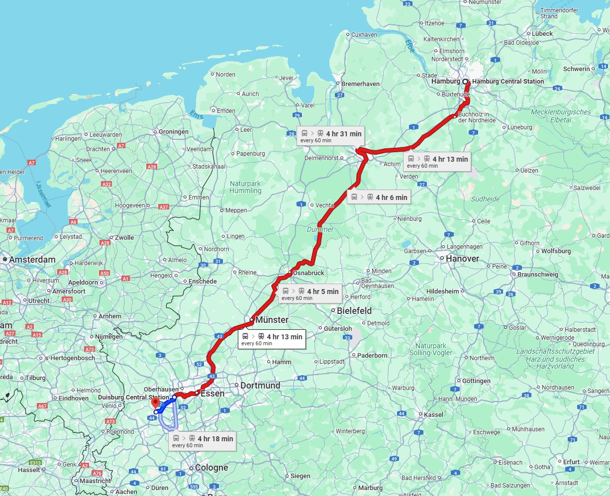 Anreise von Hamburg Zu Krefeld Über 
