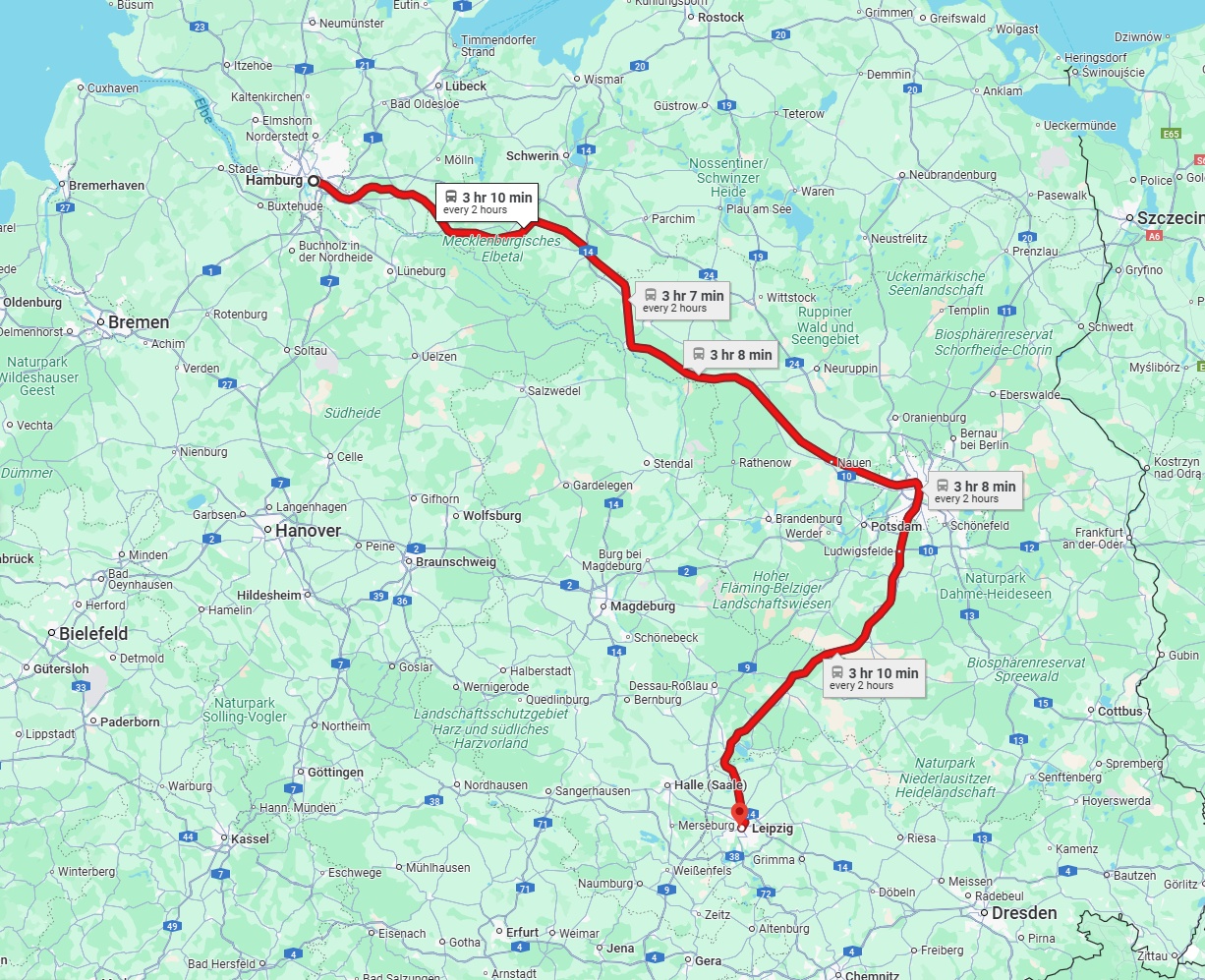 Anreise von Hamburg Zu Leipzig Über 