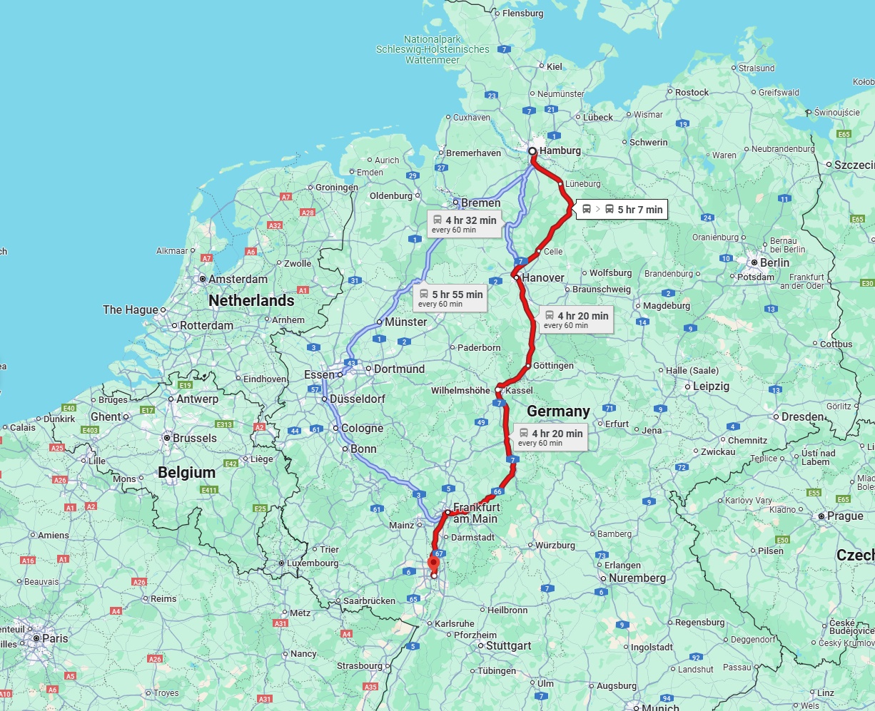 Anreise von Hamburg Zu Mannheim Über 