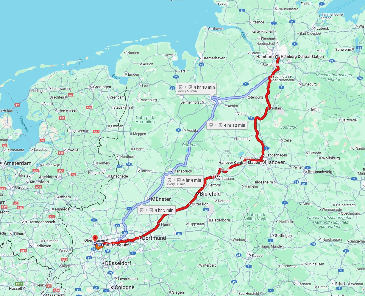 Anreise von Hamburg Zu Moers Über 