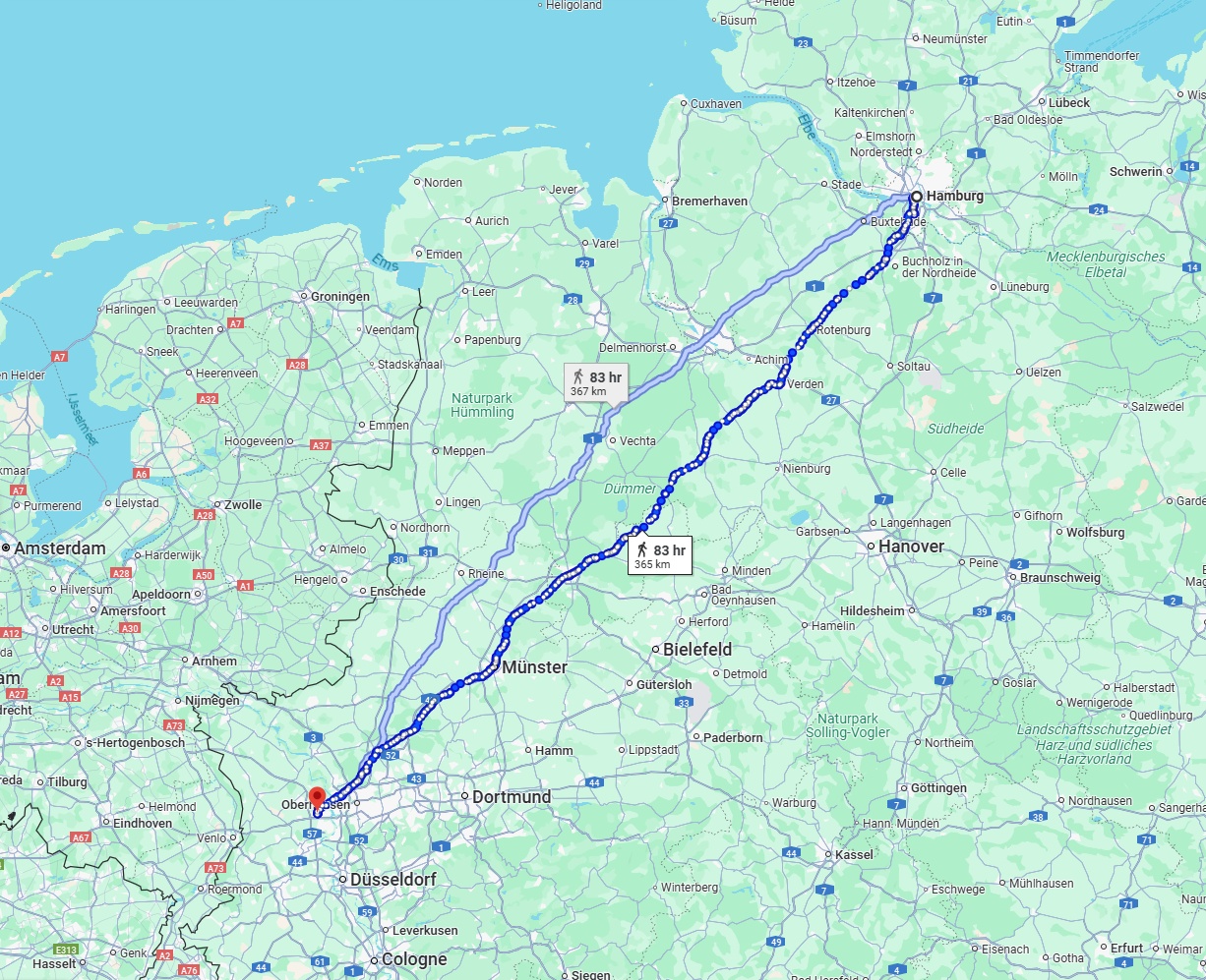 Anreise von Hamburg Zu Moers Über 