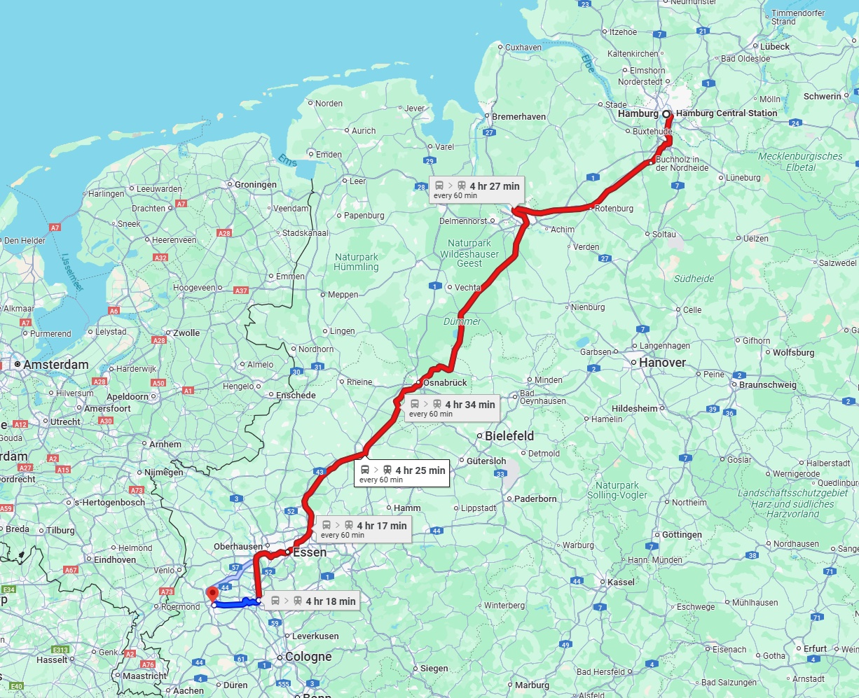 Anreise von Hamburg Zu Mönchengladbach Über 