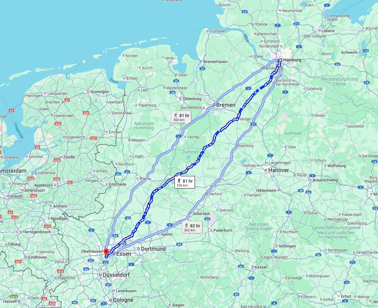 Anreise von Hamburg Zu Mülheim an der Ruhr Über 