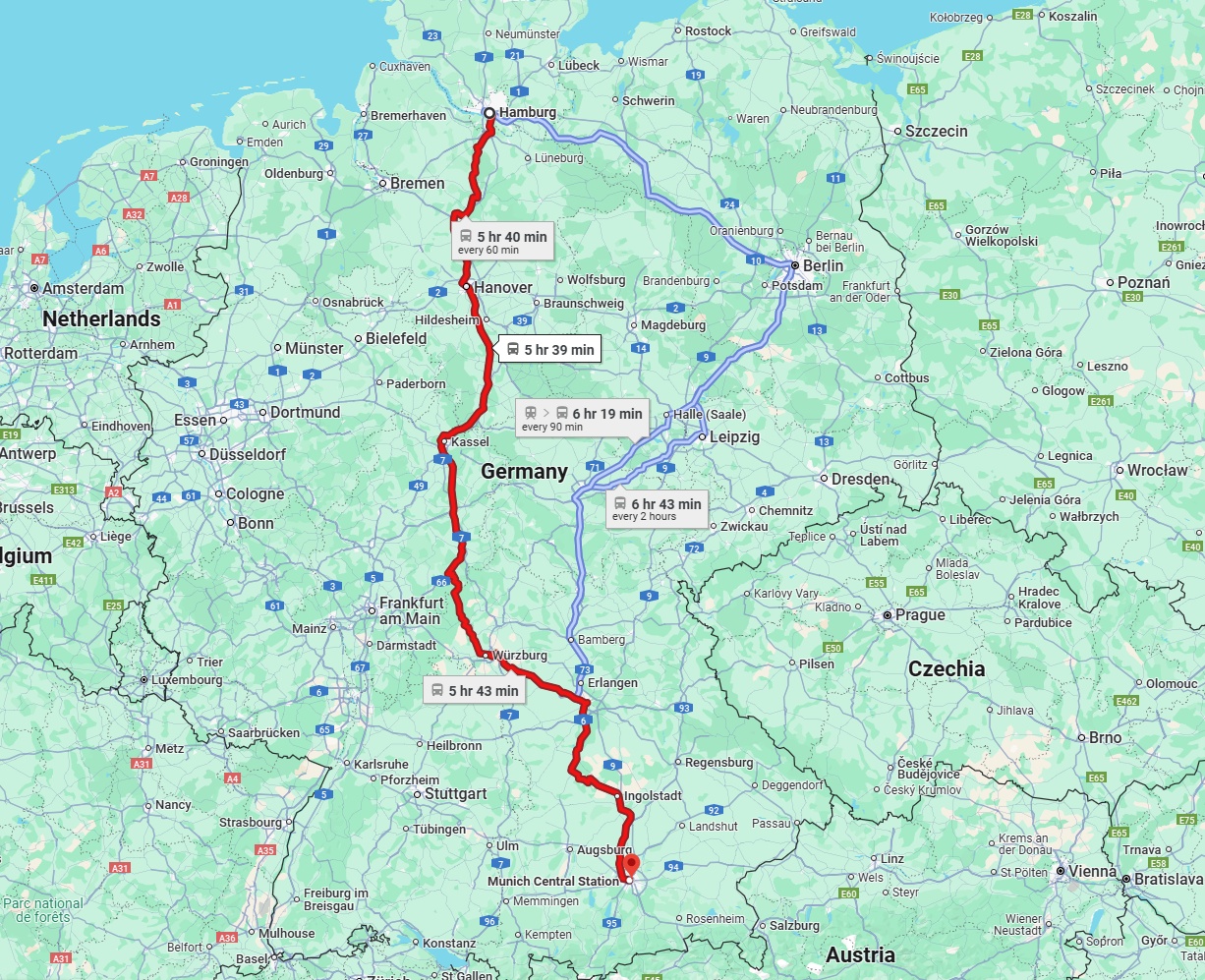 Anreise von Hamburg Zu München Über 