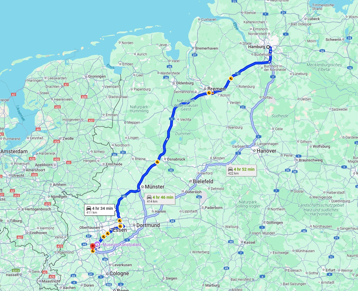 Anreise von Hamburg Zu Neuss Über via A1