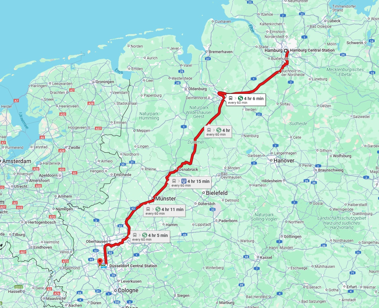Anreise von Hamburg Zu Neuss Über 
