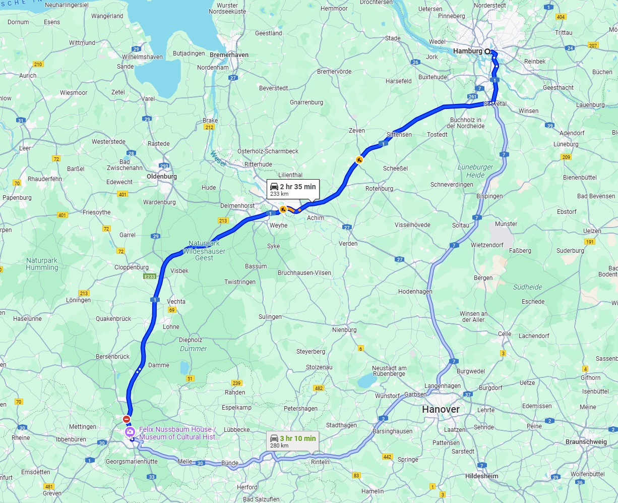 Anreise von Hamburg Zu Osnabrück Über via A1
