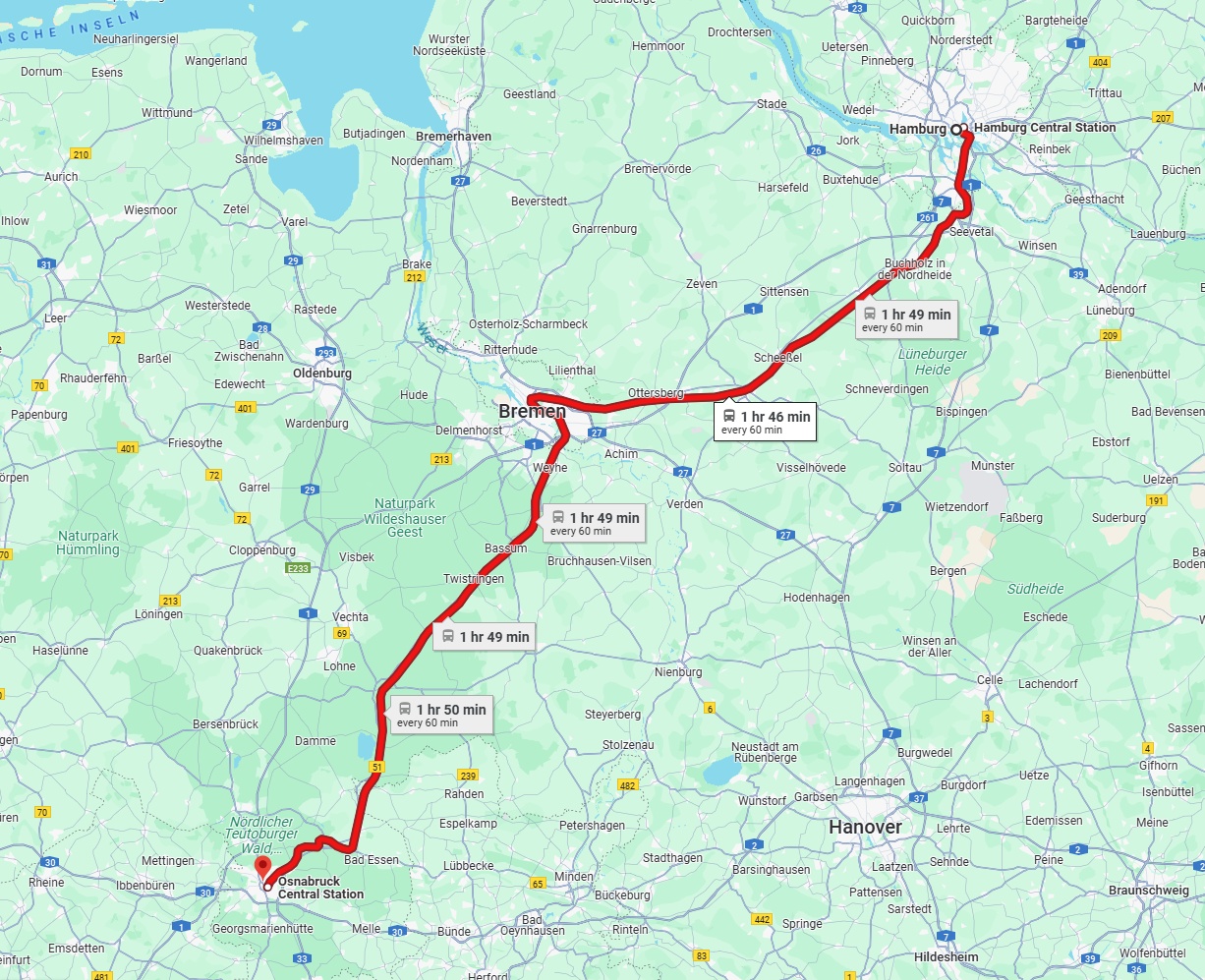 Anreise von Hamburg Zu Osnabrück Über 