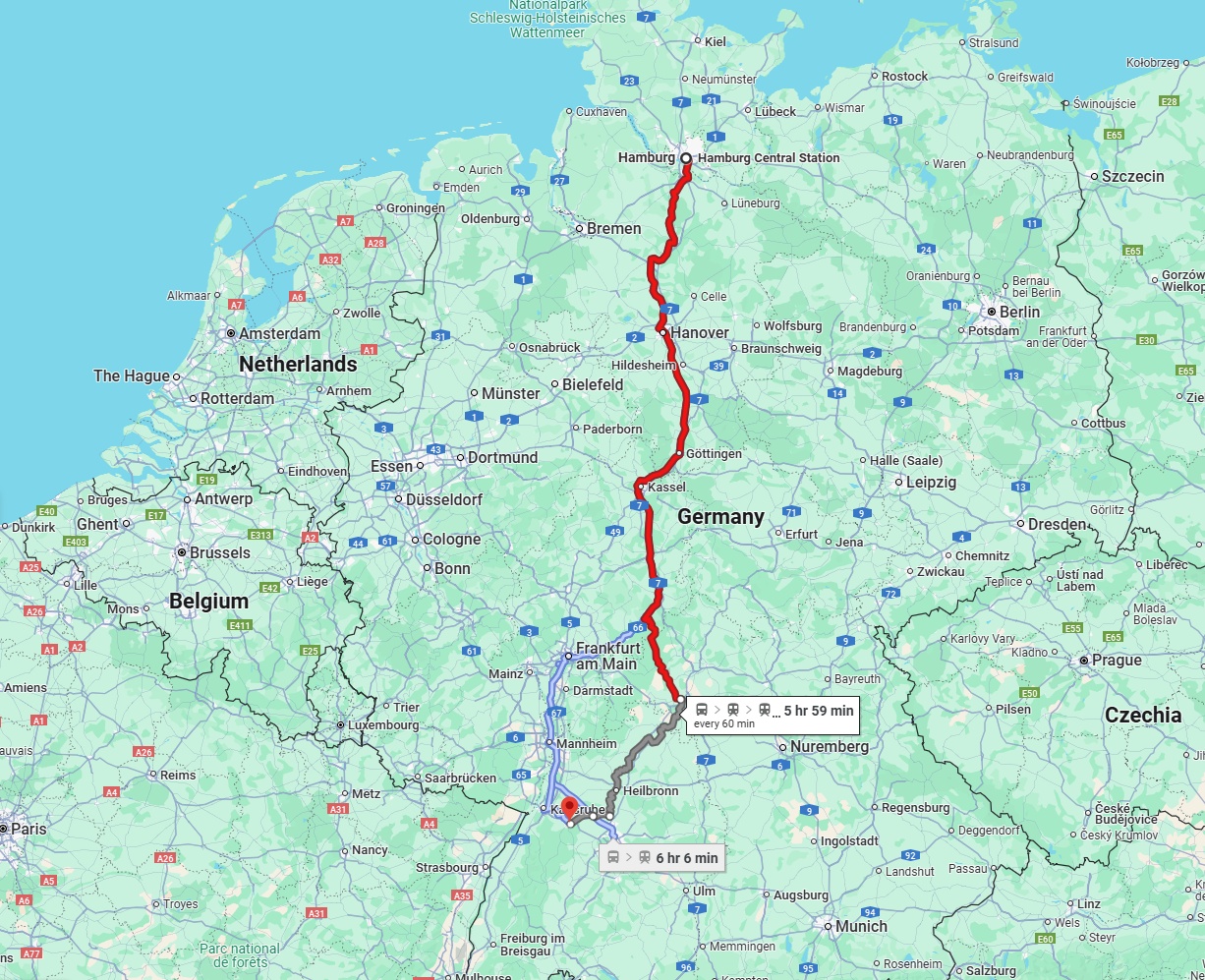 Anreise von Hamburg Zu Pforzheim Über 