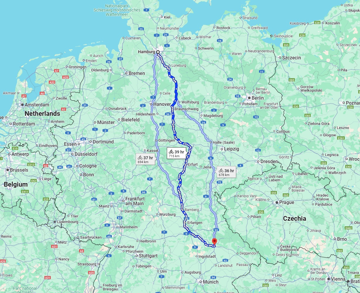 Anreise von Hamburg Zu Regensburg Über 