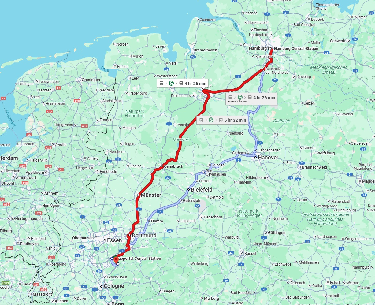 Anreise von Hamburg Zu Remscheid Über 