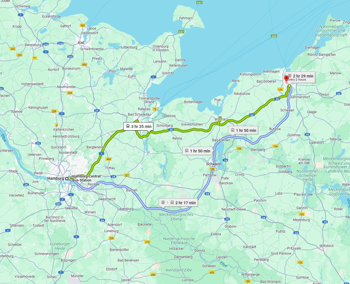 Anreise von Hamburg Zu Rostock Über 