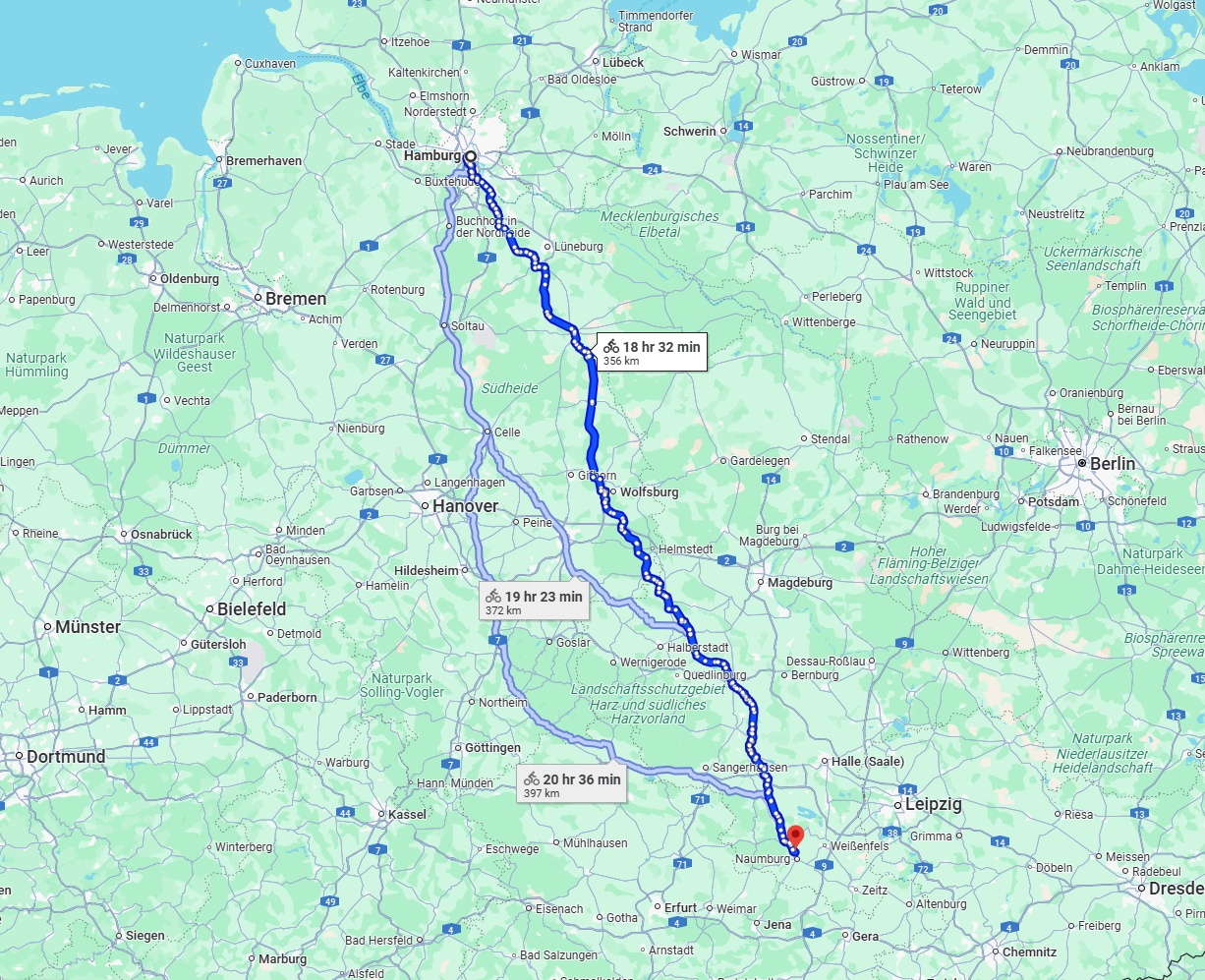 Anreise von Hamburg Zu Saale Über 