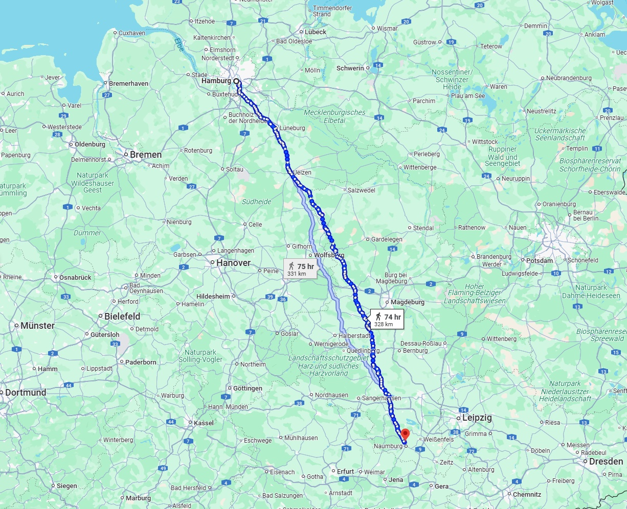 Anreise von Hamburg Zu Saale Über 