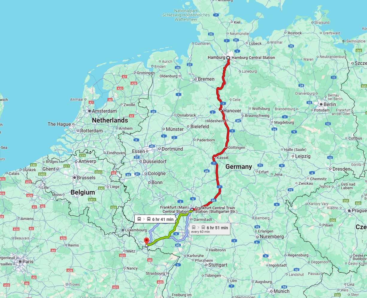Anreise von Hamburg Zu Saarbrücken Über 