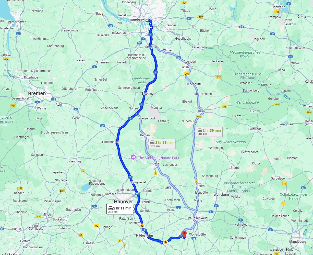 Anreise von Hamburg Zu Salzgitter Über via A7