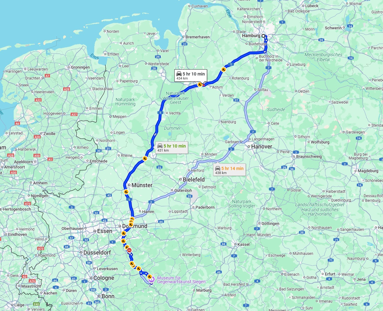 Anreise von Hamburg Zu Siegen Über via A1
