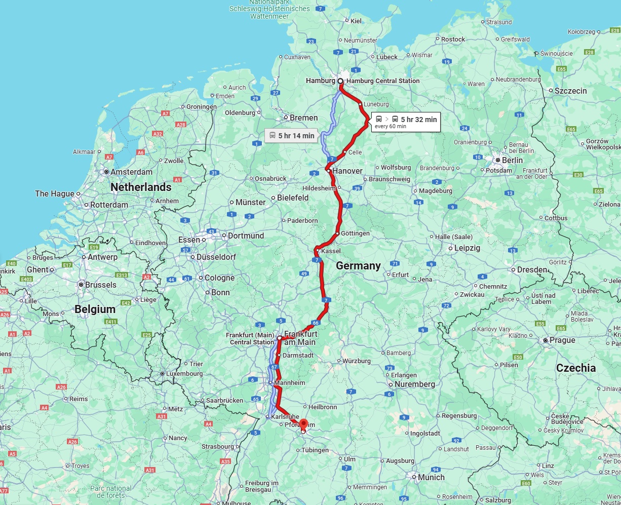 Anreise von Hamburg Zu Stuttgart Über 