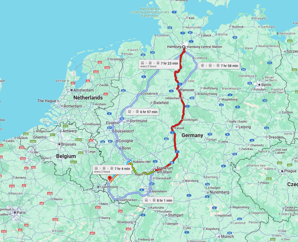 Anreise von Hamburg Zu Trier Über 