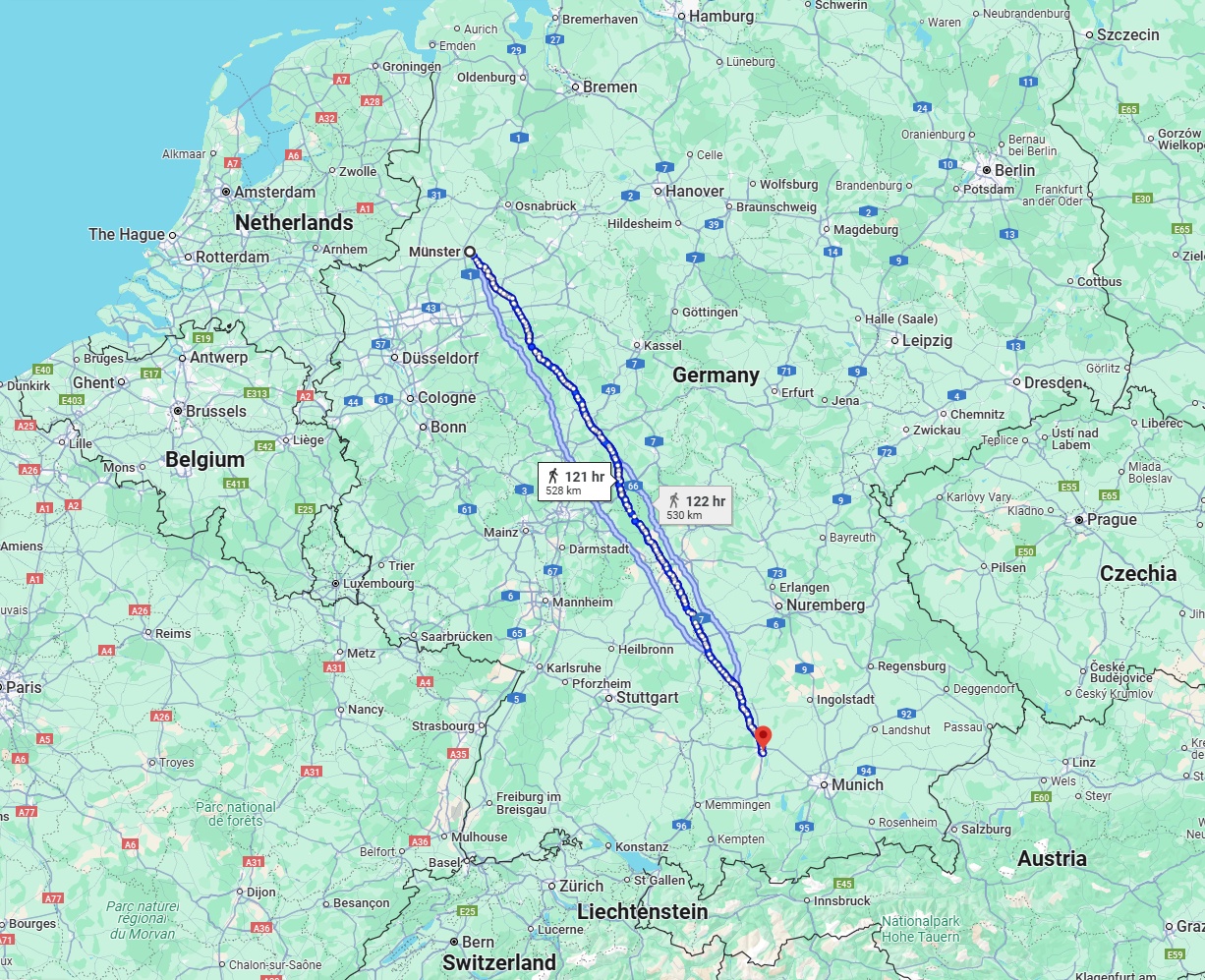 Anreise von Münster Zu Augsburg Über 