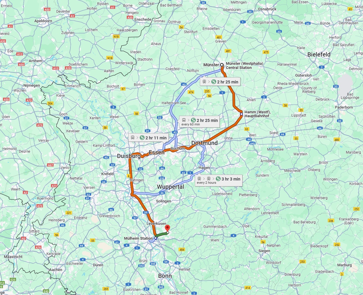 Anreise von Münster Zu Bergisch Gladbach Über 