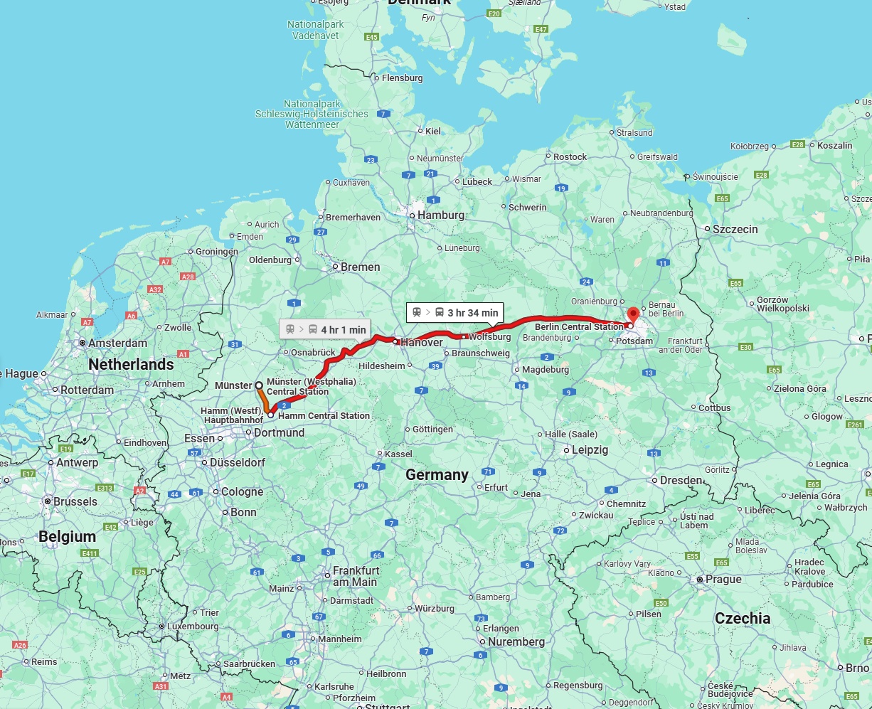 Anreise von Münster Zu Berlin Über 