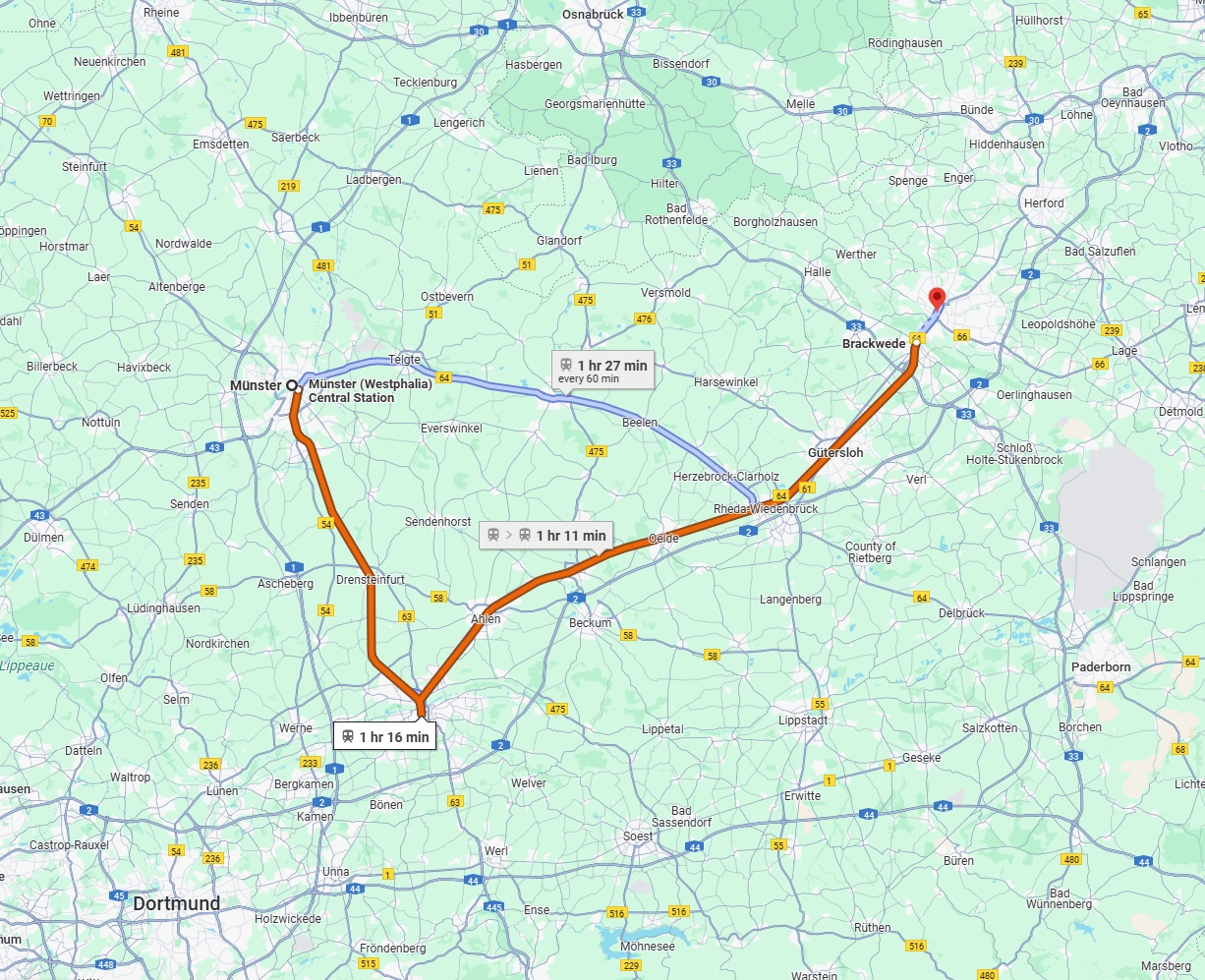 Anreise von Münster Zu Bielefeld Über 