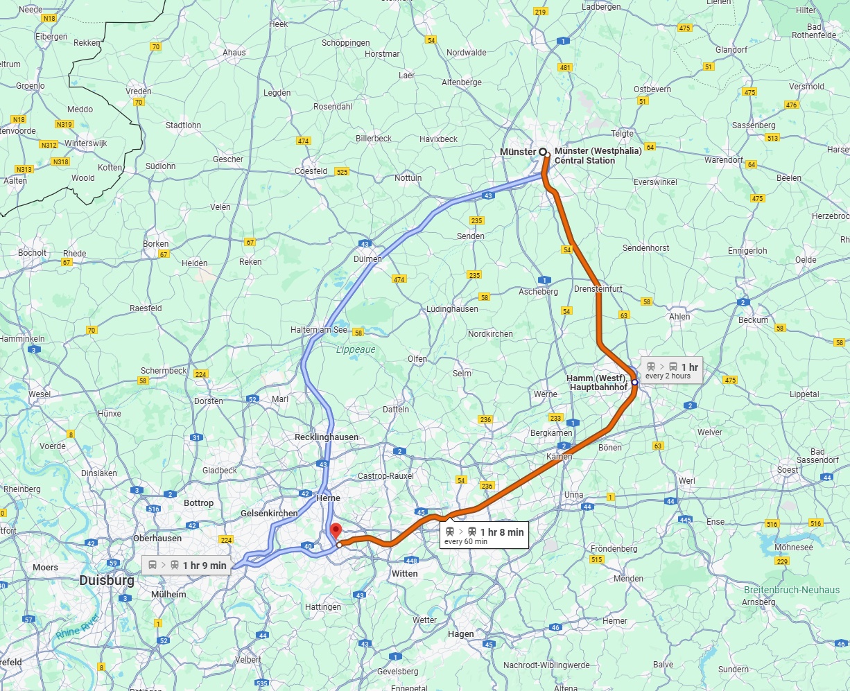 Anreise von Münster Zu Bochum Über 