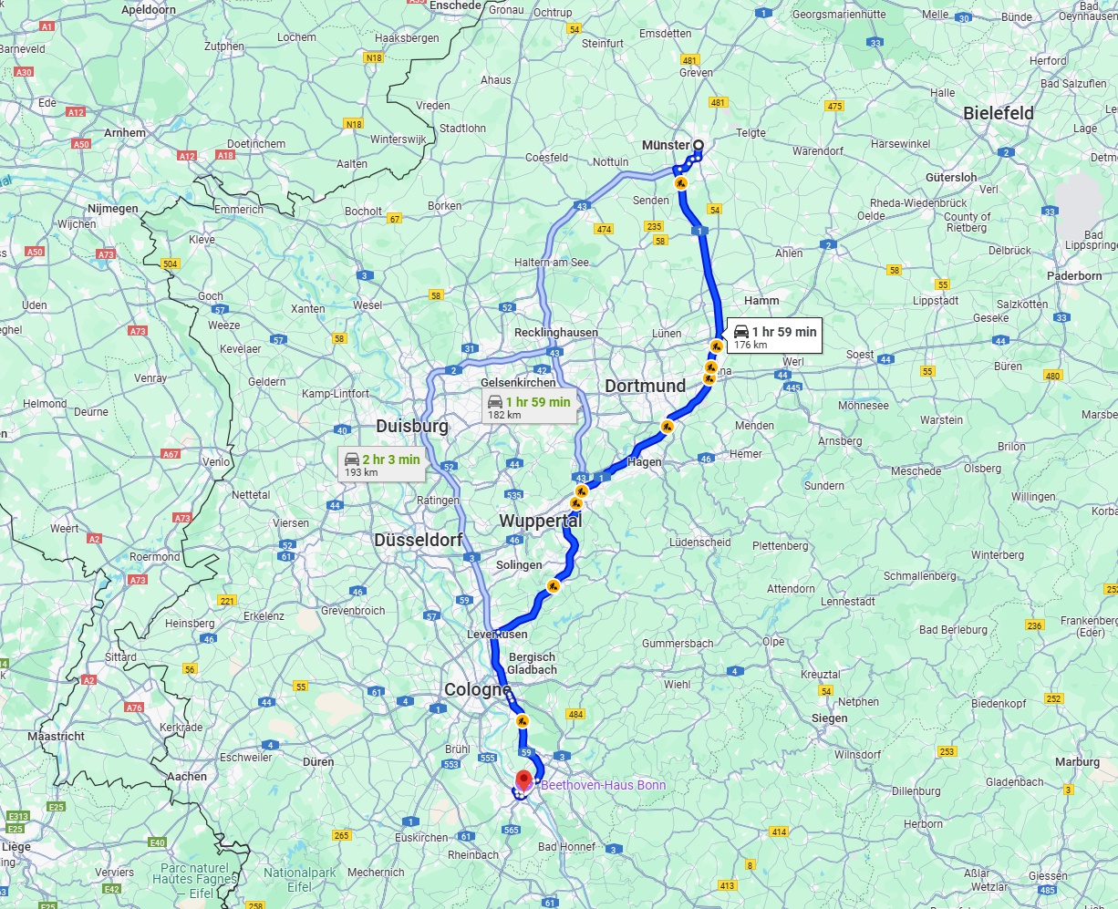 Anreise von Münster Zu Bonn Über via A1
