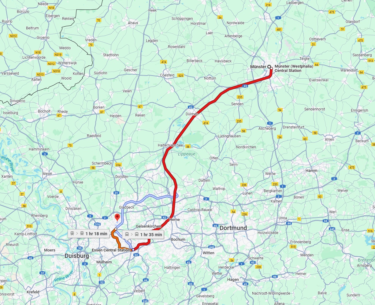 Anreise von Münster Zu Bottrop Über 