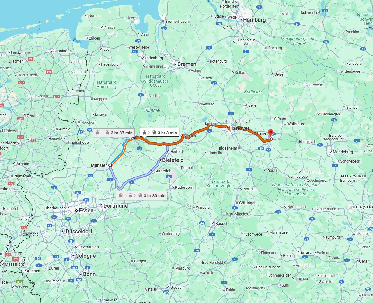 Anreise von Münster Zu Braunschweig Über 
