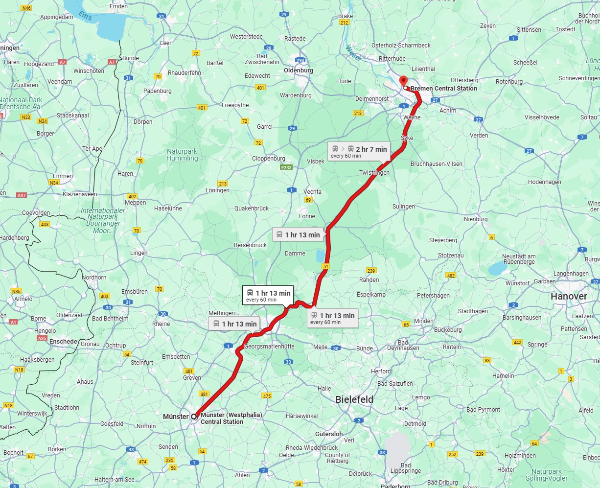 Anreise von Münster Zu Bremen Über 