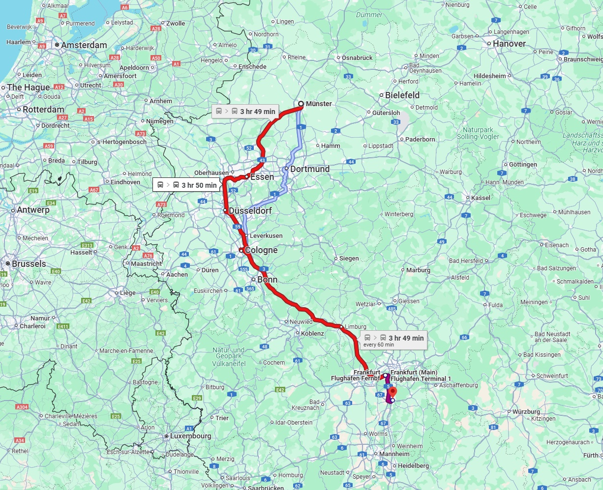 Anreise von Münster Zu Darmstadt Über 
