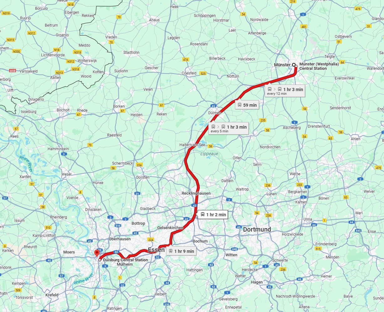 Anreise von Münster Zu Duisburg Über 