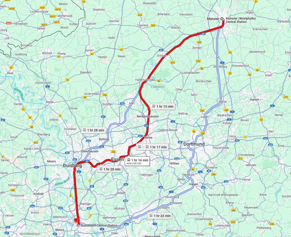 Anreise von Münster Zu Düsseldorf Über 