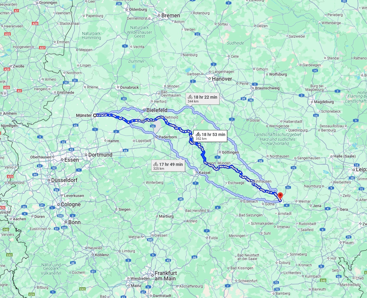 Anreise von Münster Zu Erfurt Über 